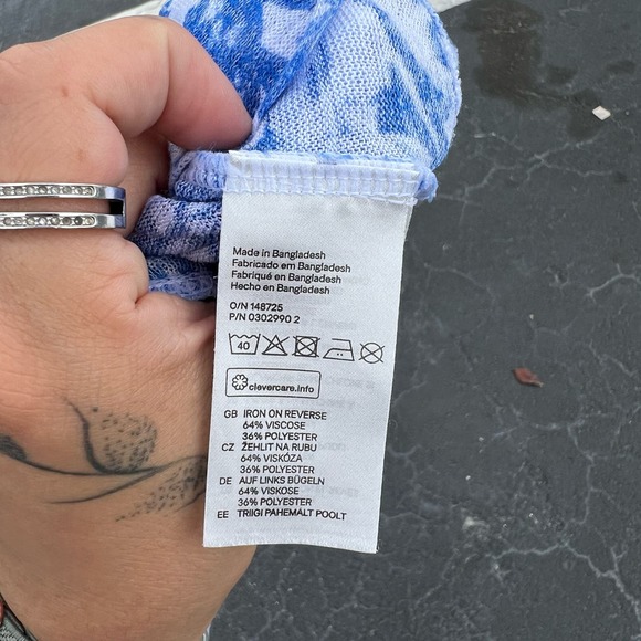 H&M Divided Blue and White Floral Print Open Front Cardigan Size US S - Picture 5 of 5